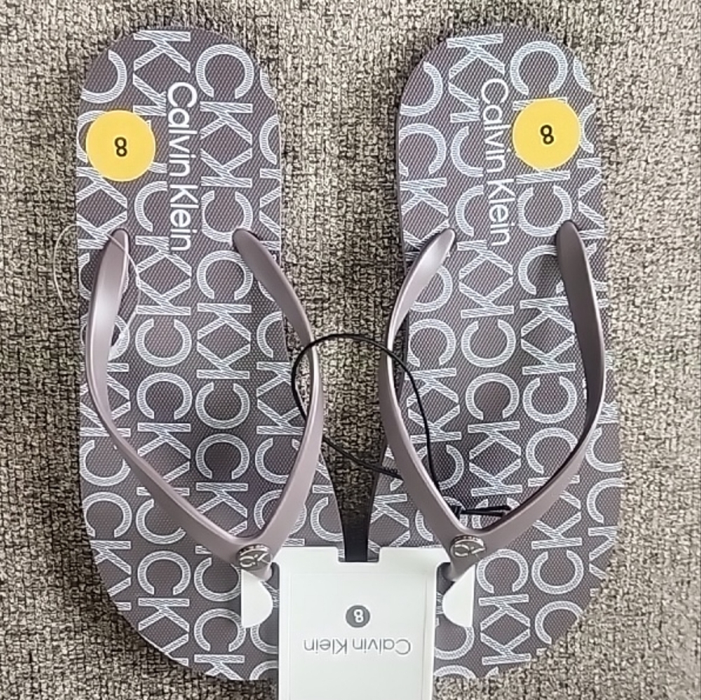 Calvin Klein Gray Flip Flops